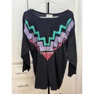 Choice Black Geometric Graphic Sweatshirt USA Made Size S Vintage